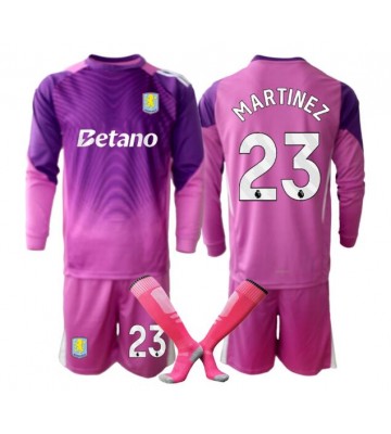 Aston Villa Emiliano Martinez #23 Målmand Tredjetrøje Børn 2025-26 Langærmet (+ Korte bukser)